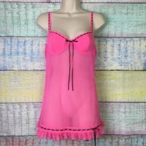 Victoria's Secret Neon Pink Sheer Babydoll Gown